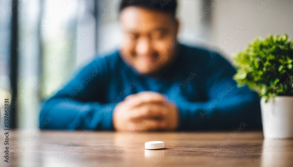 hands holding Semaglutide weight loss medication. Obesity concept. Health, wellness, treatment, progress hands holding Semaglutide weight loss medication. Obesity concept. Health, wellness, treatment, progress