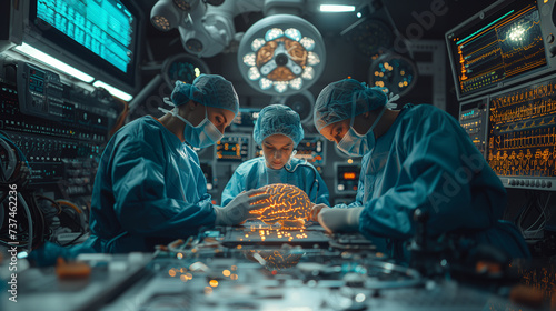 a group of surgeons are operating on a patient in an operating room photo
