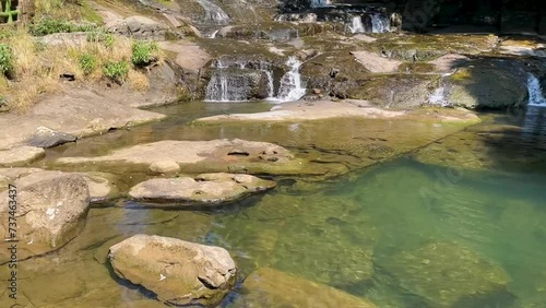 Waterfall on a beautiful, Close-up beautiful view, 60fps video, Root bridge, Meghalaya
