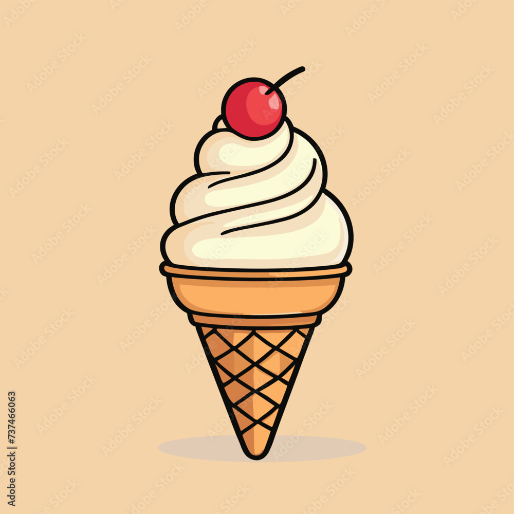 Delicious soft serve ice cream cartoon illustration flat vector design Delicious soft serve ice cream cartoon illustration flat vector design