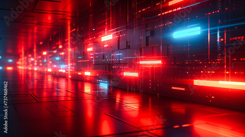 A Neon-Lit Futuristic Tunnel, Blending Elements of Modern Architecture and Sci-Fi, Perfect for a Dramatic Backdrop © Jahid