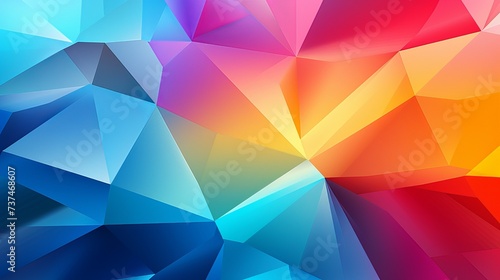 abstract background with triangles. Vivid colors abstract a low poly background. Orange blue and pink shiny colors luxury backdrop