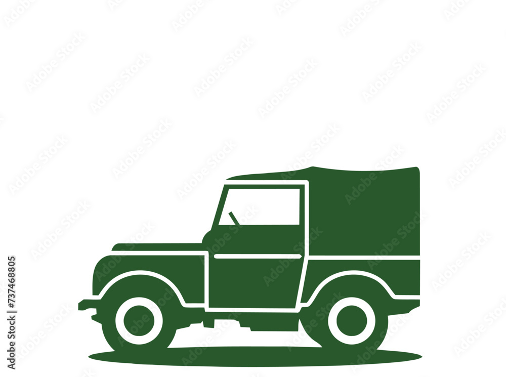 green truck isolated on white