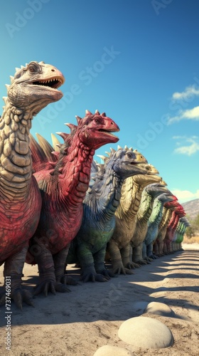 A Group of Colorful Dinosaurs
