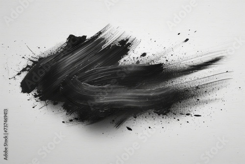 Black ink spot on white background photo