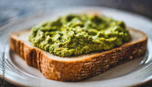 Fresh avocado toast on whole grain bread, a healthy breakfast option