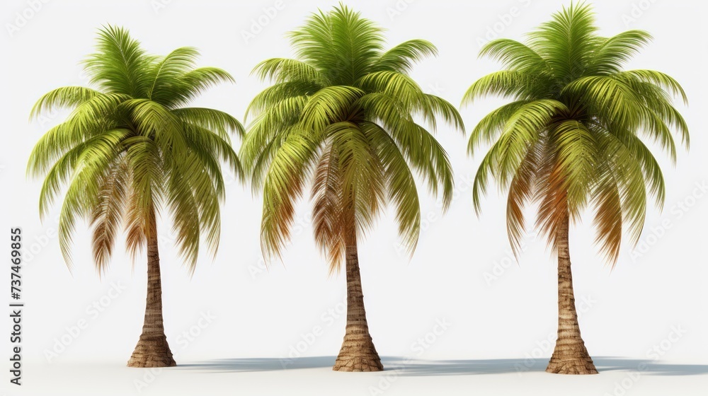 Obraz premium Three palm trees isolated on white background