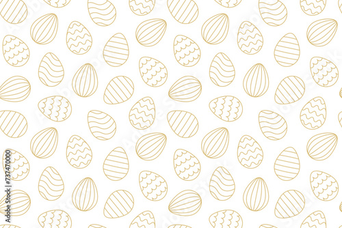 seamless golden pattern with easter eggs - vector illustration- vector illustration