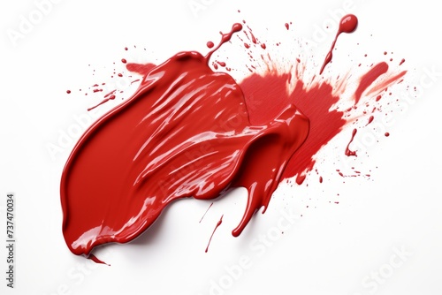 Red paint blob with splash photo