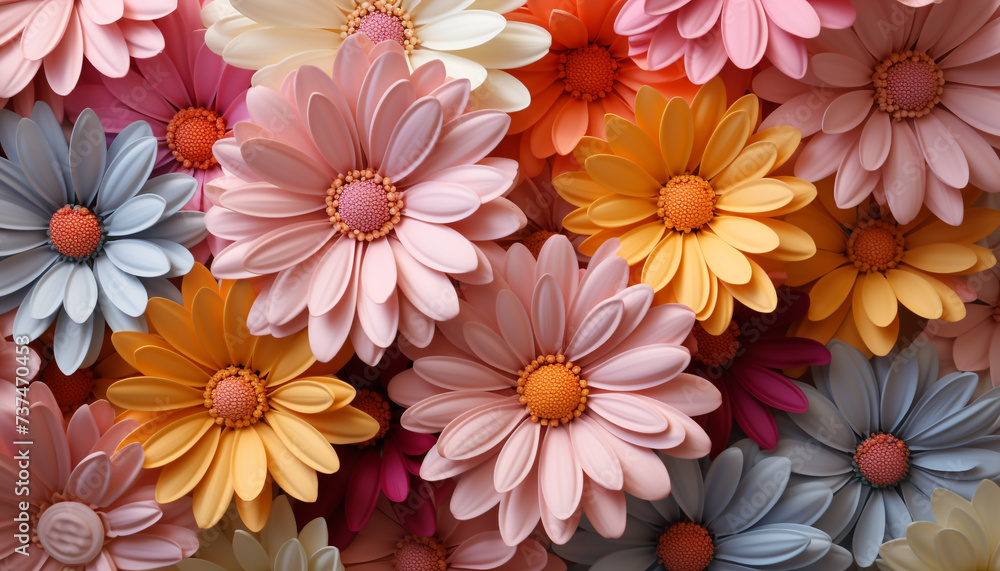 Obraz premium Nature beauty in a bouquet of colorful daisies, a perfect gift generated by AI