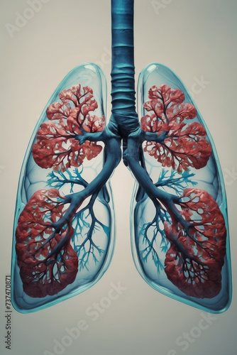 3d rendered illustration of human anatomy, lungs on a light background