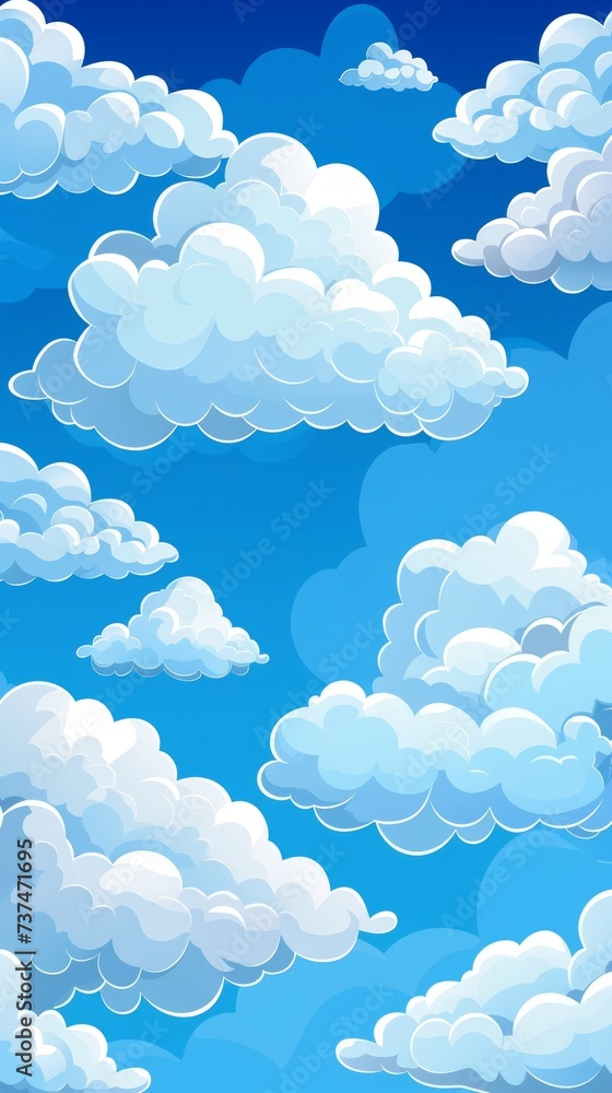 Fluffy white clouds floating in a blue sky