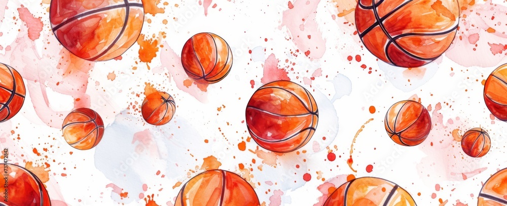 Energetic Basketball Watercolor - Vivid and dynamic watercolor splash basketball illustration