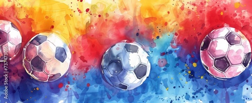 Soccer Splash Artistic Flair - Soccer balls in a splash of artistic watercolor flair