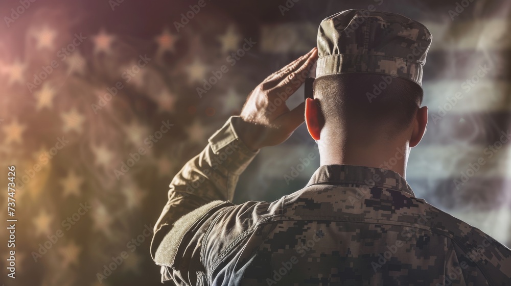 Patriotic Soldier Salute - A solemn military salute by an American ...