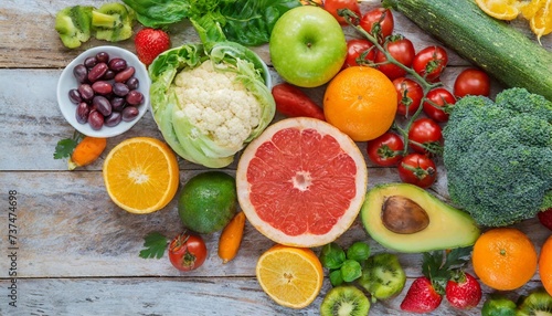 fresh organic fruits and vegetables healthy diet is the basis of strong immunity