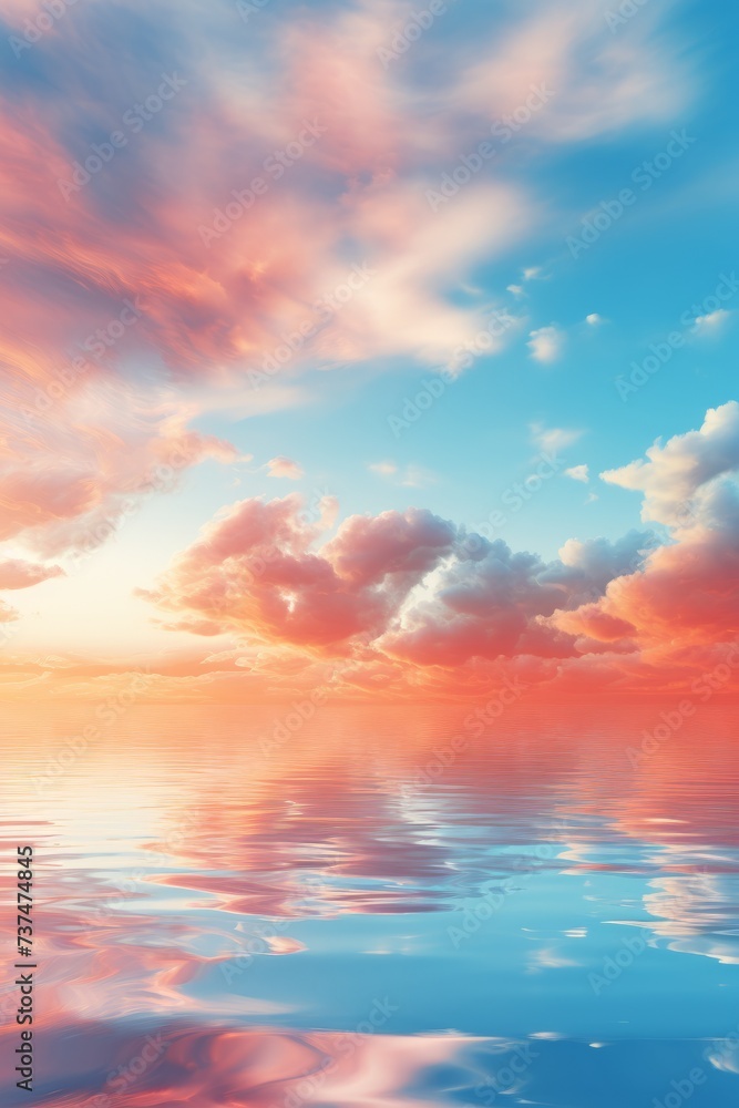 A Vivid Sunset Over a Tranquil Sea