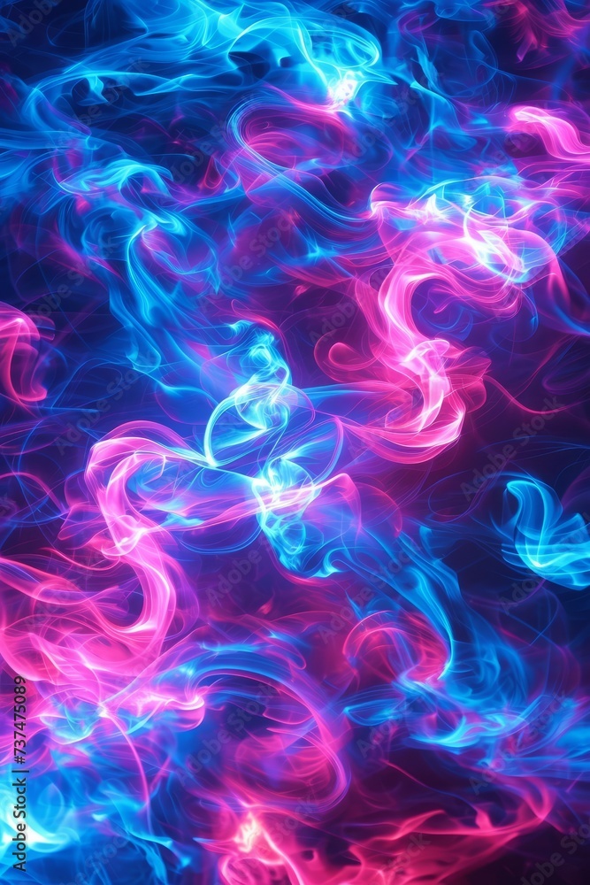 Fototapeta premium Blue and pink smoke swirls