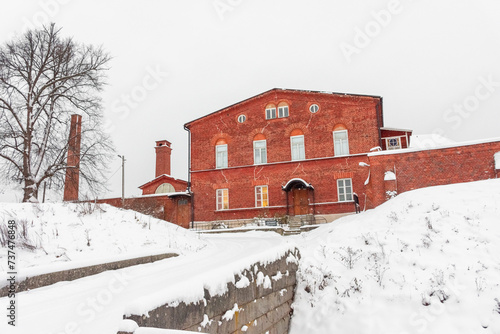 Fortress of Hameenlinna under the snow,  Finland photo