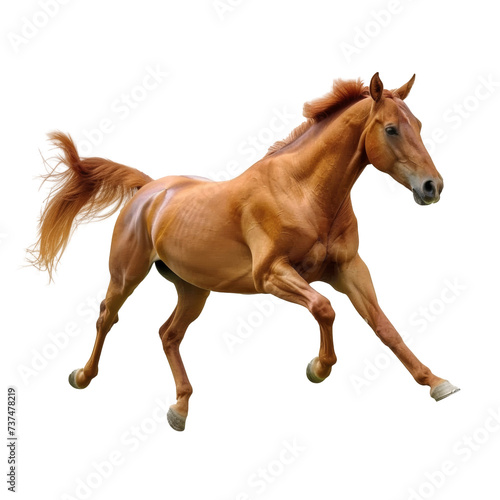 Brown Horse Galloping on Transparent Background
