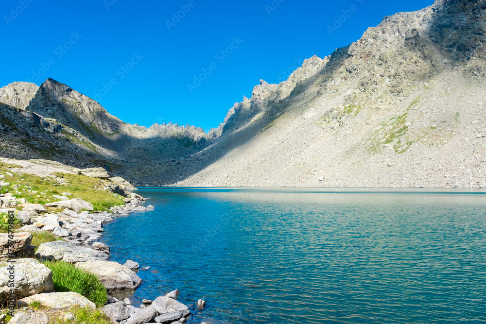 Pietra Rossa glacial lake in the Italian  Alps