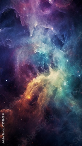 Colorful Nebula with Glowing Stars