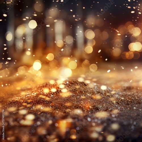 golden glitter background with blurred lights