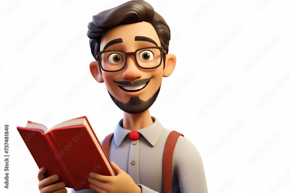 Illustration of a cartoon man reading a book Illustration of a cartoon man reading a book