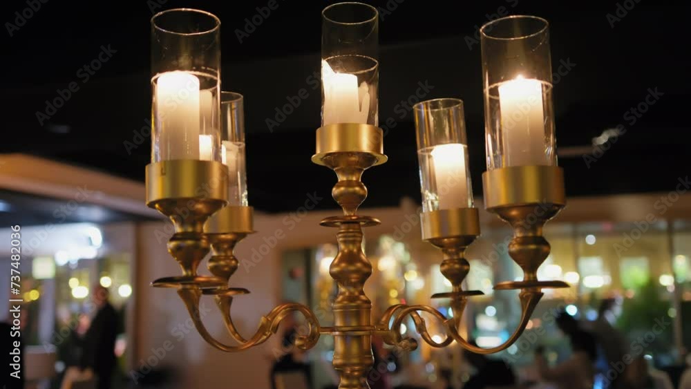 Close up shot of elements restaurant filled with candles on Wedding event Close up shot of elements restaurant filled with candles on Wedding event