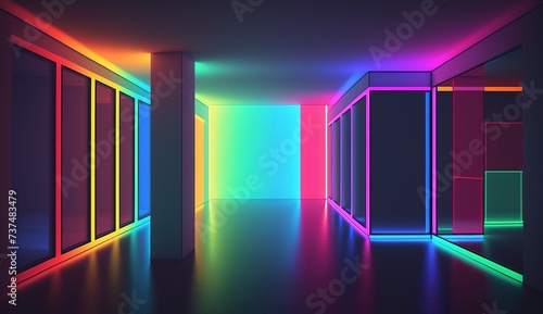 a room with neon lighting