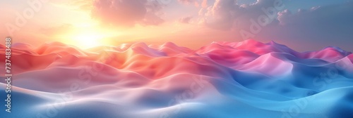 Pastel Sunset Skyline Generative AI