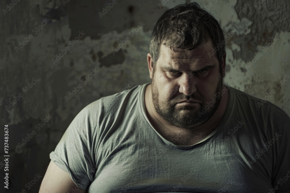 fat man with obesity ,unhealthy living concept fat man with obesity ,unhealthy living concept
