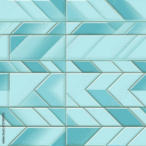 Contemporary Metro tile blue aqua banner. Nature subway decor mosaic block. Generate Ai