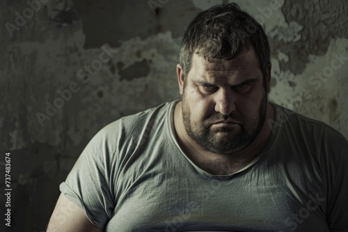 fat man with obesity ,unhealthy living concept