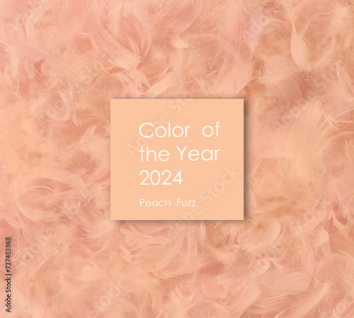 Trendy peach fur texture. Abstract apricot structure background. Color of the year 2024 Peach Fuzz. 3D Illustration