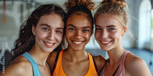 Smiling athletic young wome...