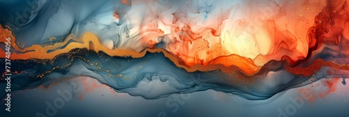 Luxurious Alcohol Ink Background with Gold Accents - Hand-Painted Artwork Generative AI