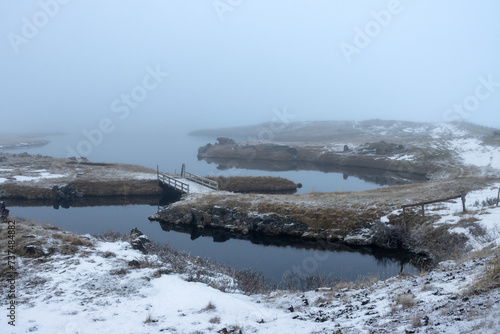 Foggy day at lake Myvatn, Iceland