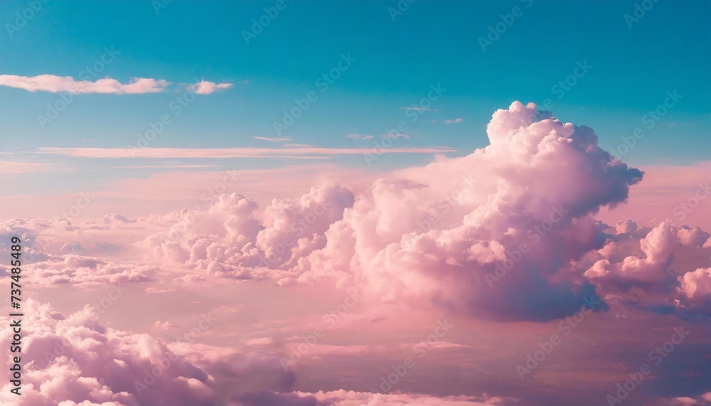 pastel pink clouds and skies view from top surreal and dreamy styling