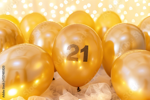 Balloons to celebrate a birthday or anniversary with the number 21
