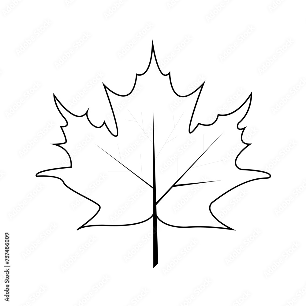 Naklejka premium black white maple leaf 