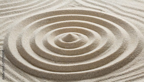 pattern in japanese zen garden with concentric circles on sand for meditation and tranquility © Joseph