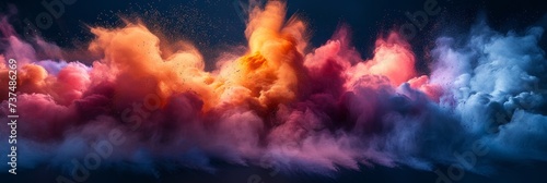 Vibrant Colored Powder Explosion on Dark Background Generative AI