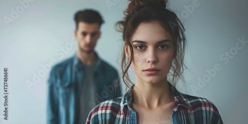 Young woman seeking solace in her boyfriends comforting presence during distress. Concept Relationship Support, Emotional Comfort, Seeking Solace