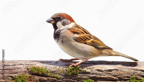 sparrow passer italiae isolated with white background