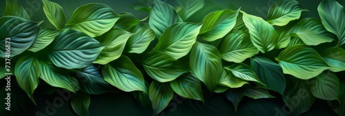 Lush Green Tropical Leaves of Spathiphyllum Cannifolium Generative AI © Alex