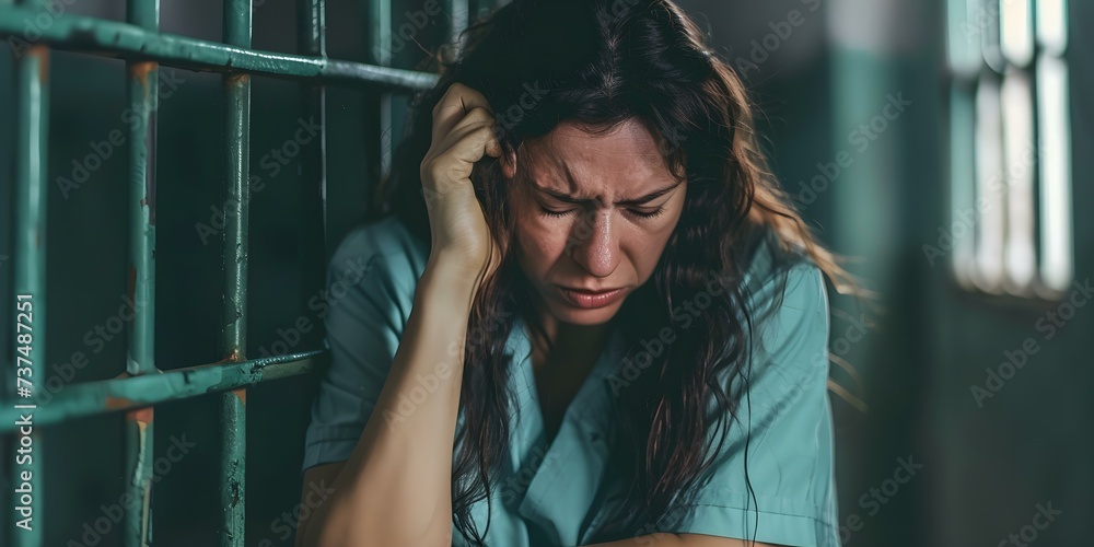 © Anastasiia - Emotionally overwhelmed female inmate reacts to the jurys verdict in court. Concept Legal Justice, Emotional Outburst, Inmate's Reaction, Jury's Verdict, Courtroom Drama © Anastasiia - Emotionally overwhelmed female inmate reacts to the jurys verdict in court. Concept Legal Justice, Emotional Outburst, Inmate's Reaction, Jury's Verdict, Courtroom Drama