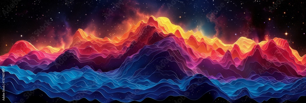 Psychedelic Topographic Contour Map as Abstract Wallpaper Generative AI