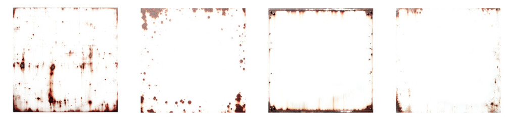 set of rusty texture frames. Isolated transparent PNG background. Distressed worn old rusty texture collection. Set of rusty texture backgrounds 02