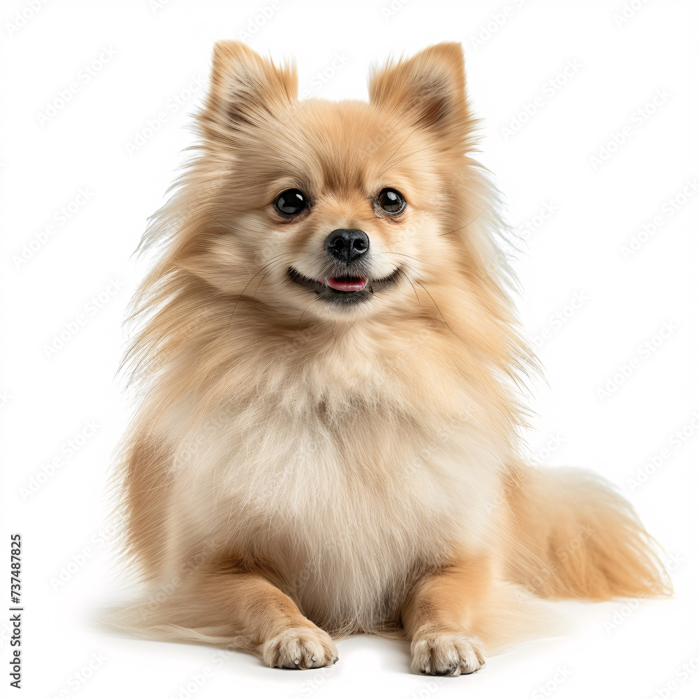 Obraz premium spitz dog isolated on white background with full depth of field and deep focus fusion 